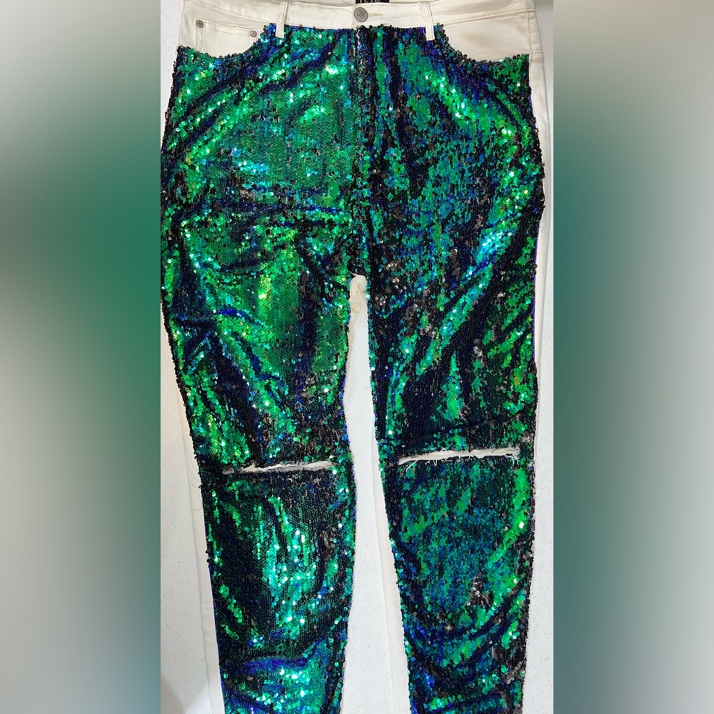 Plus Size Sequin Jeans